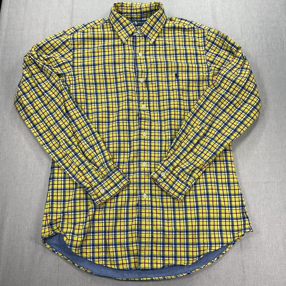 Ralph Lauren Yellow, Red and Blue Plaid with Blue Jean Type Underlay Size M